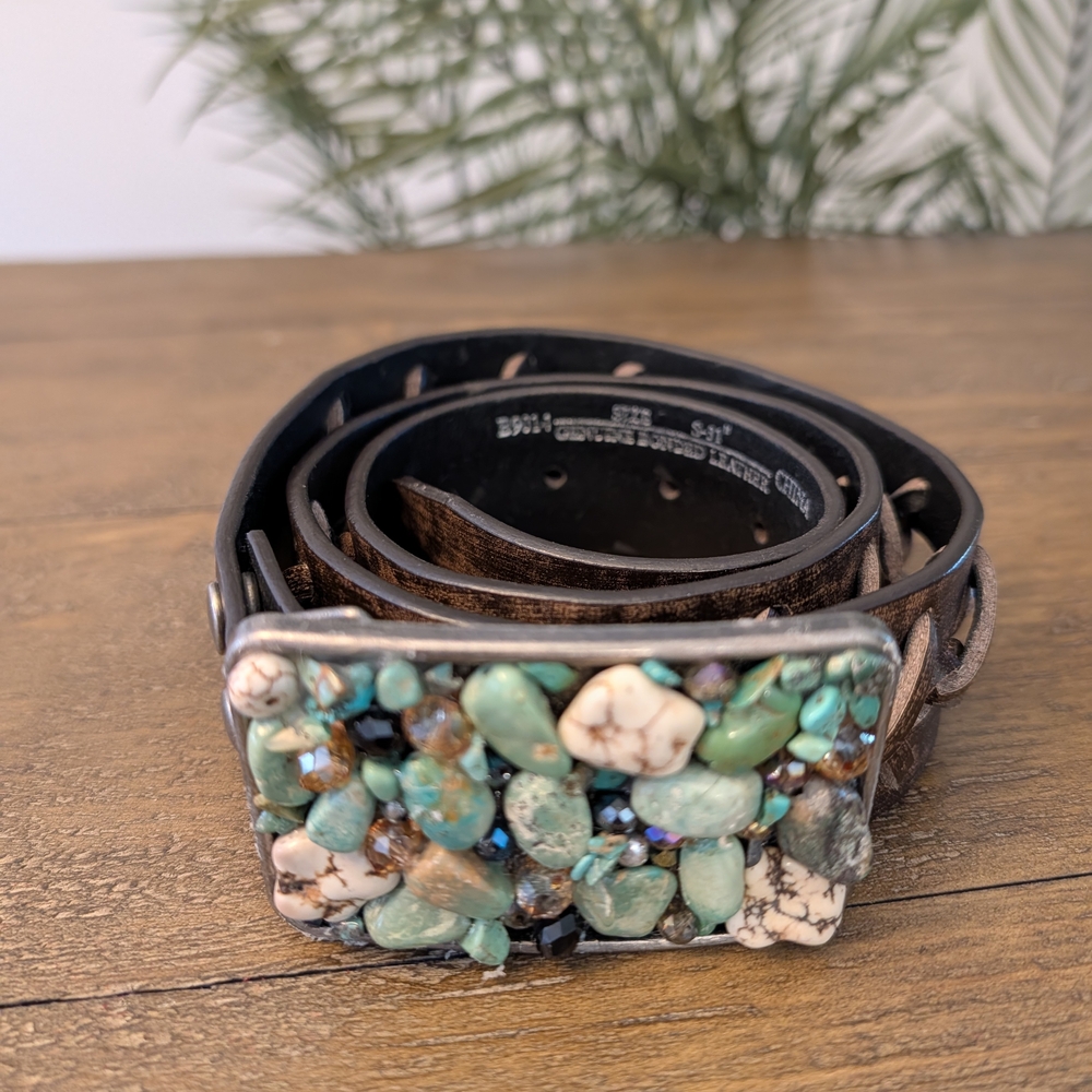 Turquoise and Black Beaded Belt